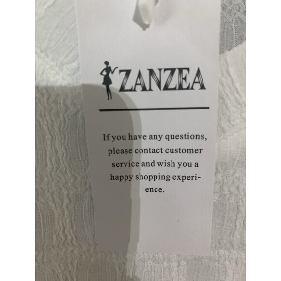 Zenzea Nwt Women’s White Blouse With A Square Pattern Short Sleeve. Size M. B36 - Picture 4 of 6